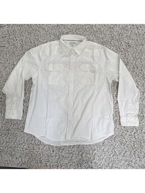 Free Assembly Men's 2Pocket Woven ButtonUp Shirt Size 2XL White Casual Long Slee